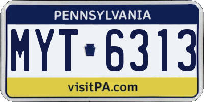 PA license plate MYT6313