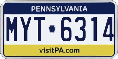 PA license plate MYT6314