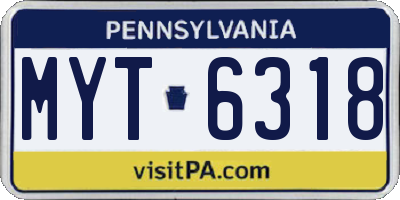 PA license plate MYT6318