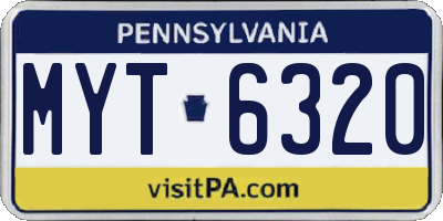 PA license plate MYT6320