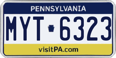 PA license plate MYT6323
