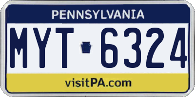PA license plate MYT6324
