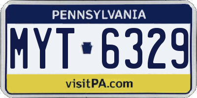 PA license plate MYT6329
