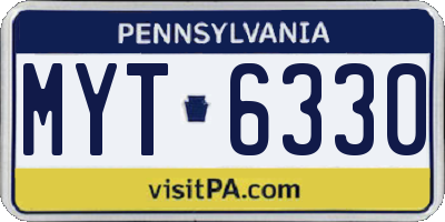 PA license plate MYT6330