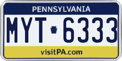 PA license plate MYT6333
