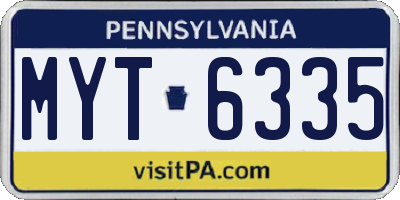 PA license plate MYT6335