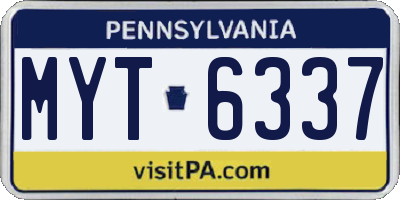 PA license plate MYT6337