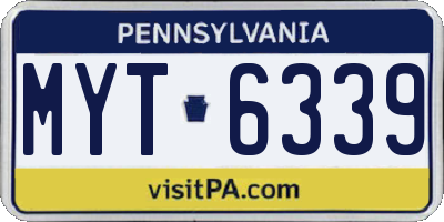 PA license plate MYT6339