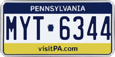 PA license plate MYT6344