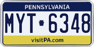 PA license plate MYT6348