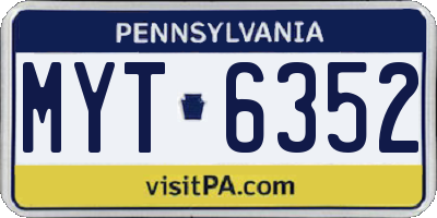 PA license plate MYT6352