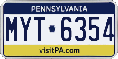PA license plate MYT6354