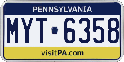 PA license plate MYT6358