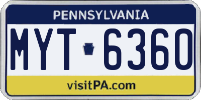 PA license plate MYT6360