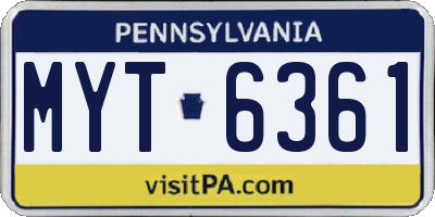 PA license plate MYT6361