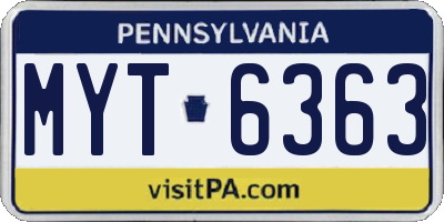 PA license plate MYT6363