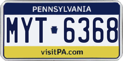 PA license plate MYT6368