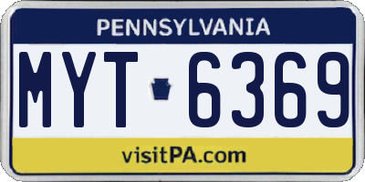 PA license plate MYT6369