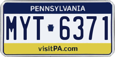 PA license plate MYT6371