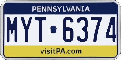 PA license plate MYT6374