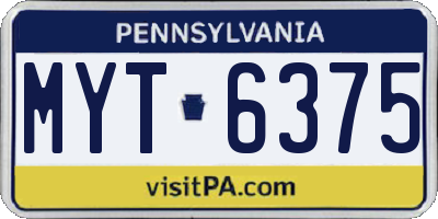 PA license plate MYT6375