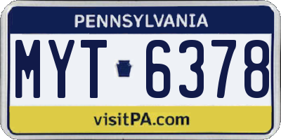 PA license plate MYT6378