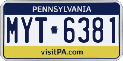 PA license plate MYT6381