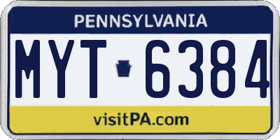 PA license plate MYT6384