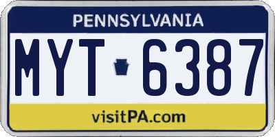PA license plate MYT6387