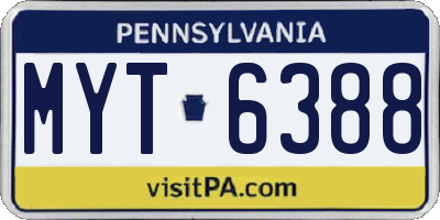 PA license plate MYT6388