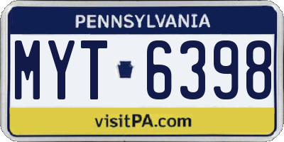 PA license plate MYT6398