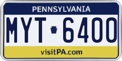 PA license plate MYT6400