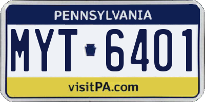 PA license plate MYT6401