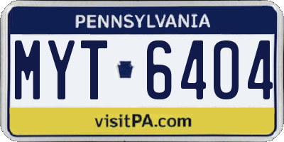 PA license plate MYT6404