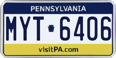 PA license plate MYT6406