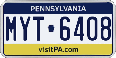 PA license plate MYT6408