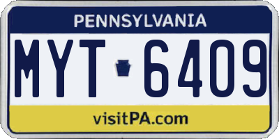 PA license plate MYT6409