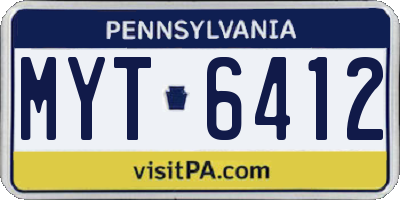 PA license plate MYT6412