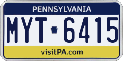 PA license plate MYT6415