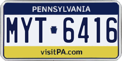 PA license plate MYT6416