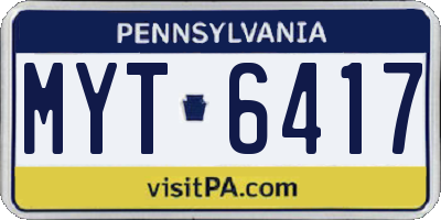 PA license plate MYT6417