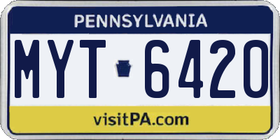 PA license plate MYT6420