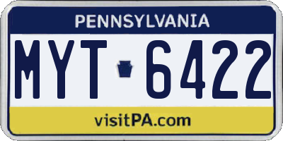 PA license plate MYT6422