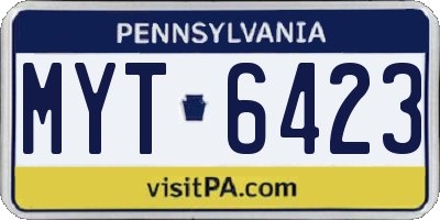 PA license plate MYT6423