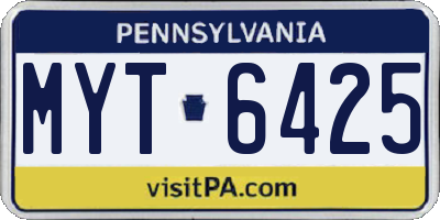 PA license plate MYT6425