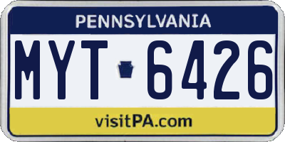 PA license plate MYT6426
