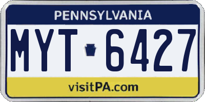 PA license plate MYT6427