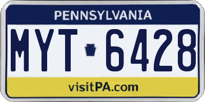PA license plate MYT6428