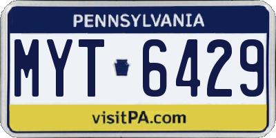PA license plate MYT6429