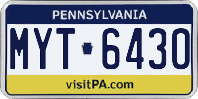PA license plate MYT6430